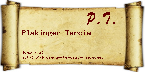 Plakinger Tercia névjegykártya